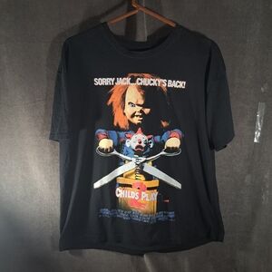 Child's Play 2 Sorry Jack...Chucky's Back! Black Graphic Horror Movie Tee VG- XL